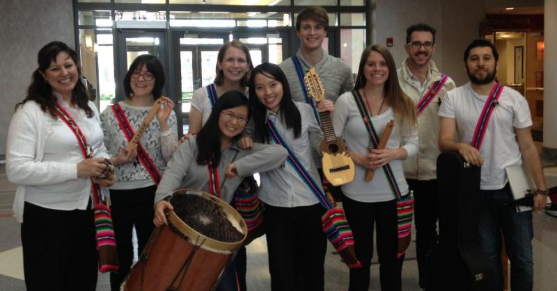 Members of the Andean Music Ensemble perform at the Ohio Union