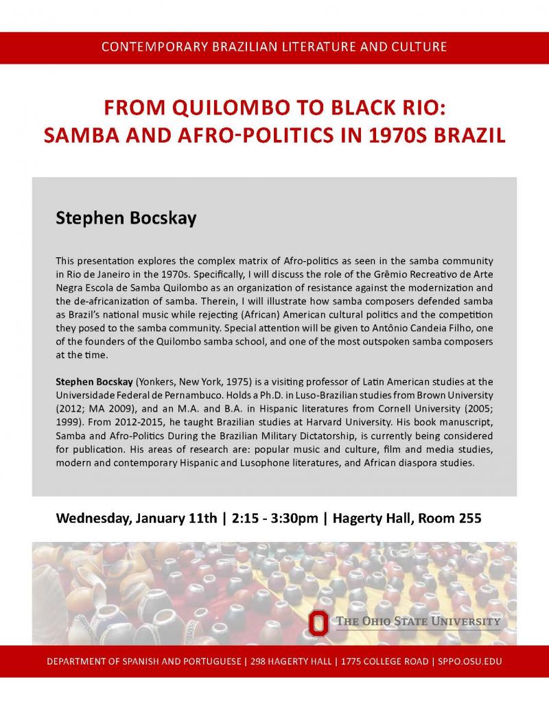 From Quilombo to Black Rio: Samba & Afro-Politics in 1970s Brazil From Quilombo to Black Rio: Samba & Afro-Politics in 1970s Brazil