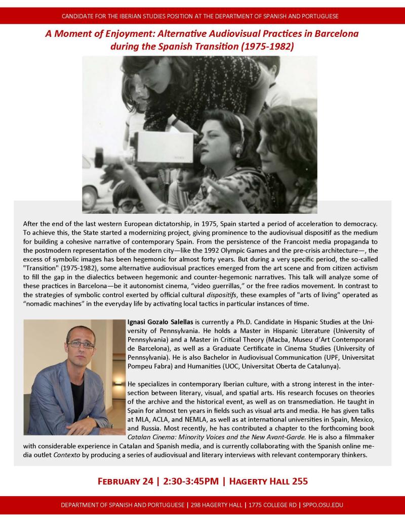 A Moment of Enjoyment: Alternative Audiovisual Practices in Barcelona during the Spanish Transition (1975-1982) A Moment of Enjoyment: Alternative Audiovisual Practices in Barcelona during the Spanish Transition (1975-1982)