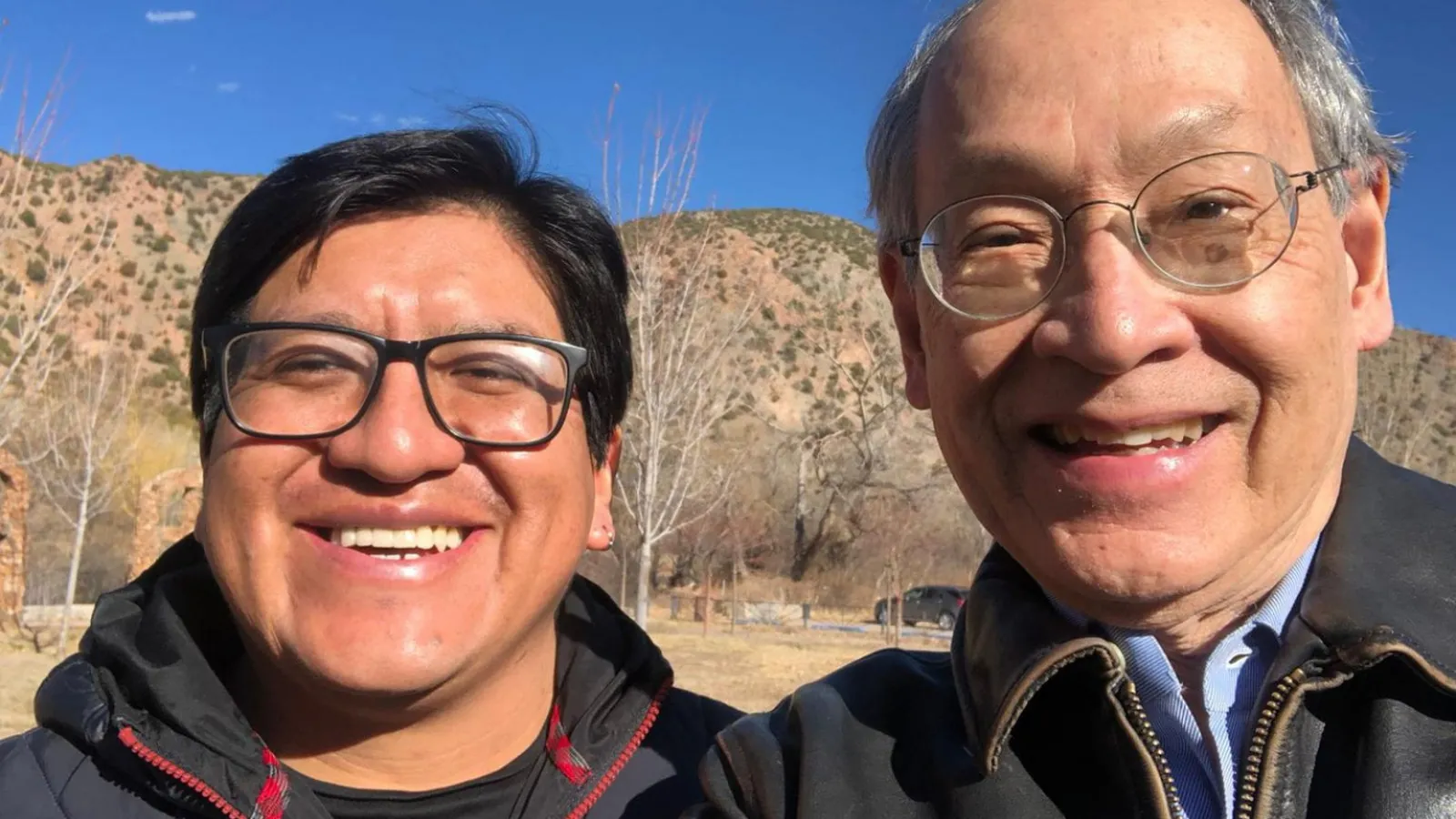 Victor Vimos with Poet Arthur Sze