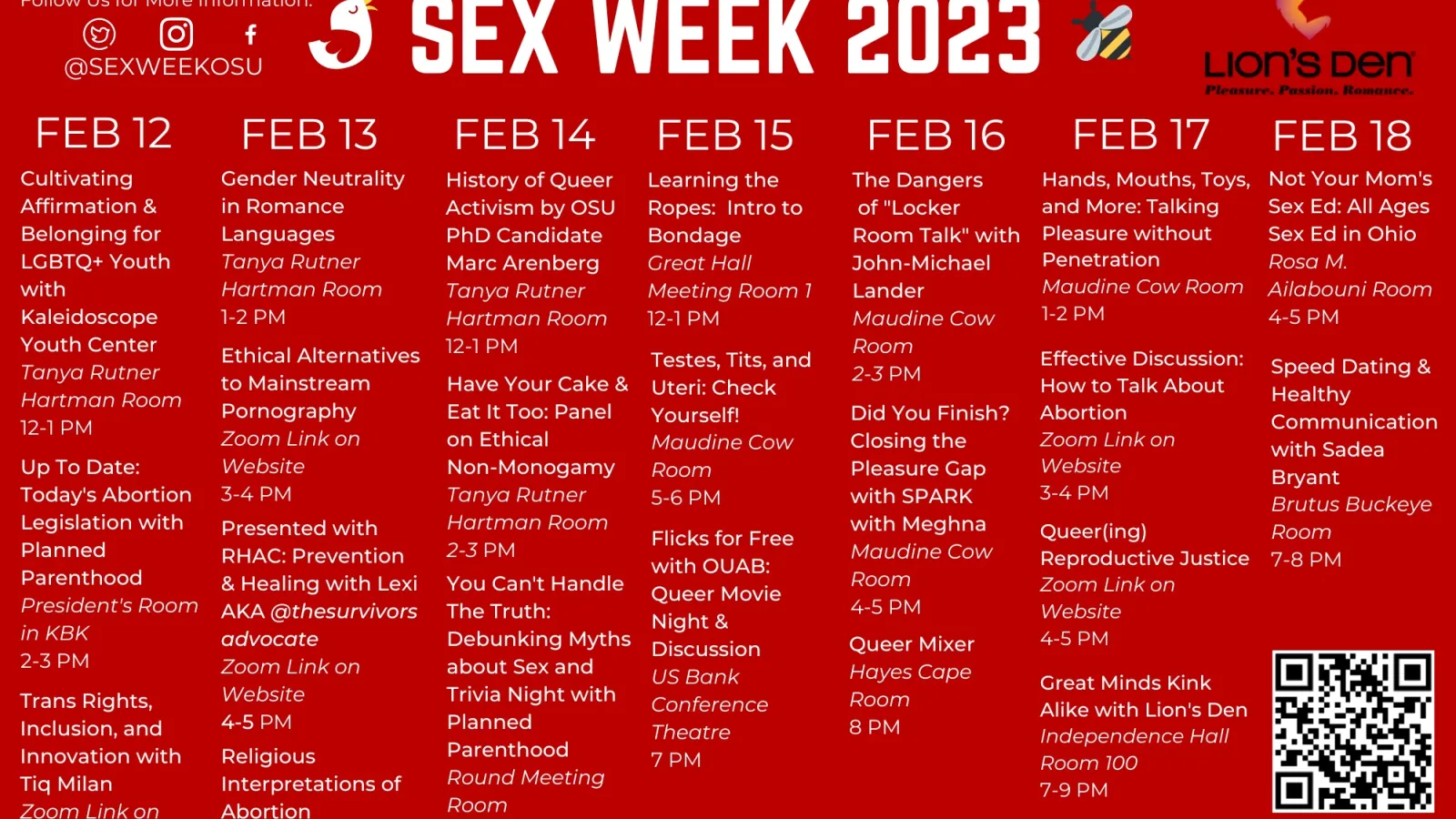 Sex Week 2023 Schedule