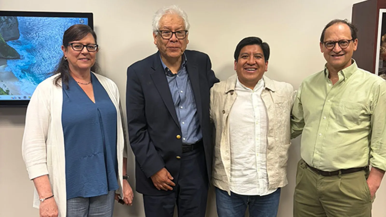 left to right, Michelle wibblesman, Ulisses Zevallos, Victor Vimos Vimos, Fernando Unzueta