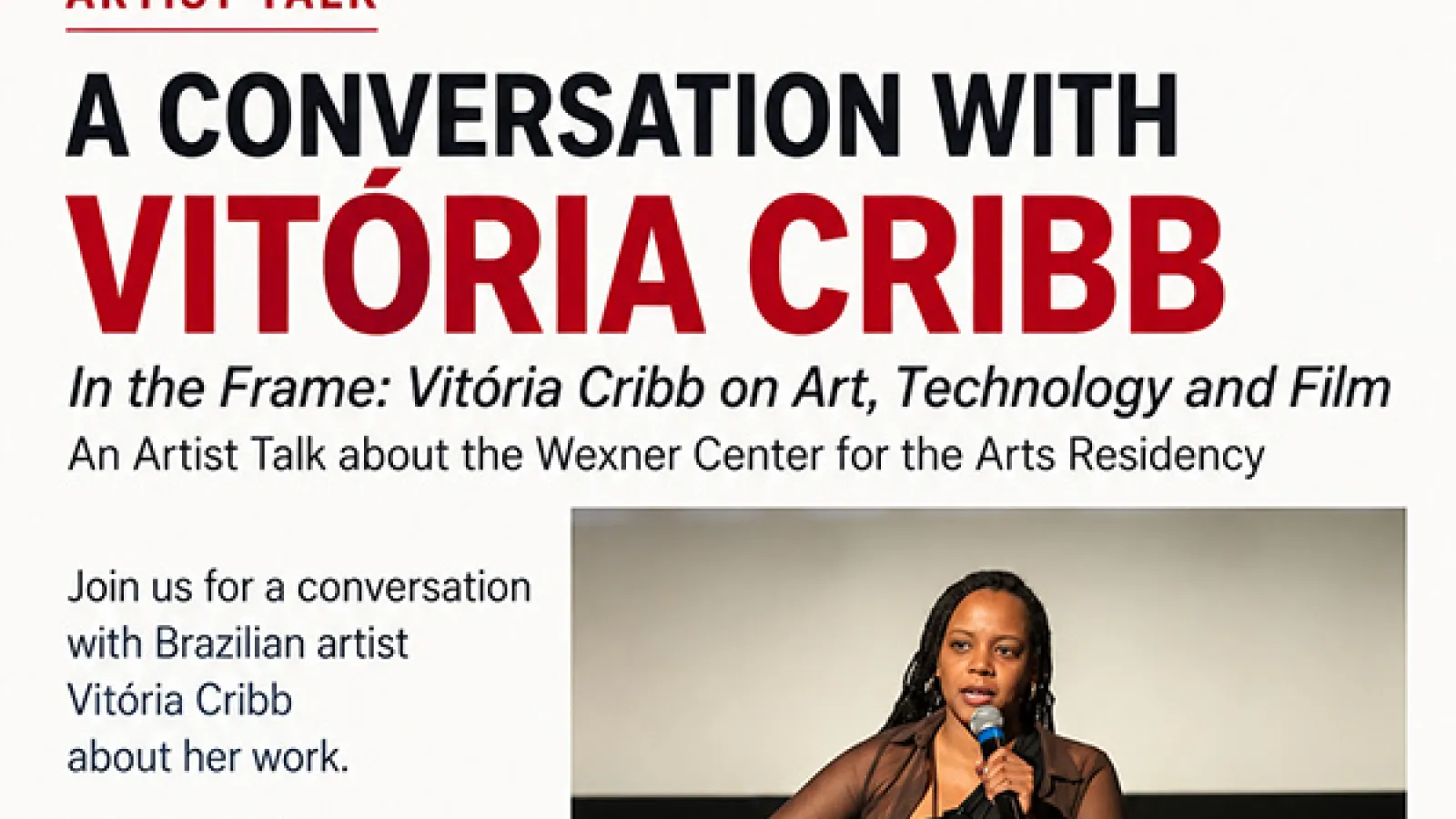 flyer for Vitoria's Artist Talk 