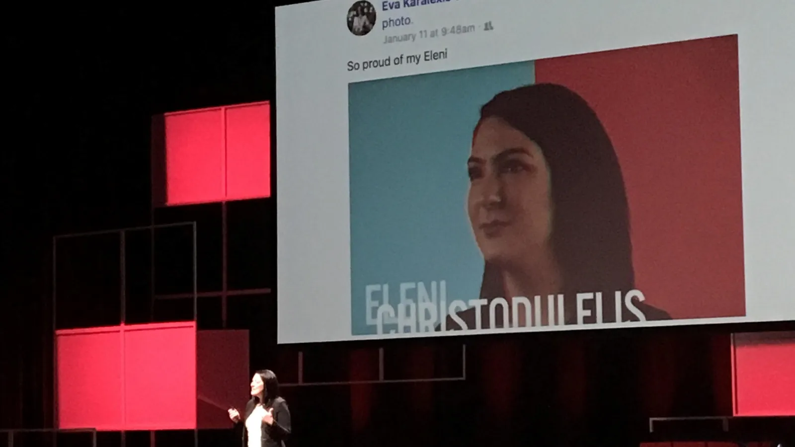 Eleni Christodulelis presenting at TEDx OSU