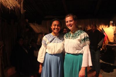 Students Trying on Traditional Indigenous Dresses