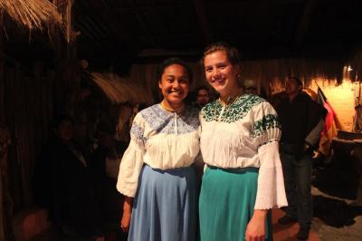 Students Trying on Traditional Indigenous Dresses