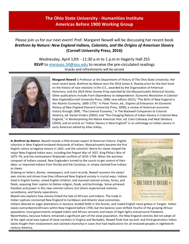 Dr. Margaret Newell talk flyer