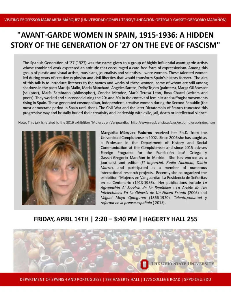 Margarita Márquez's talk flyer