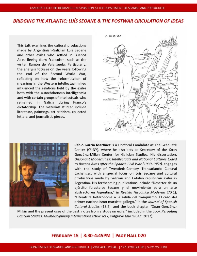 Bridging the Atlantic: Luís Seoane & the Postwar Circulation of Ideas lecture flyer