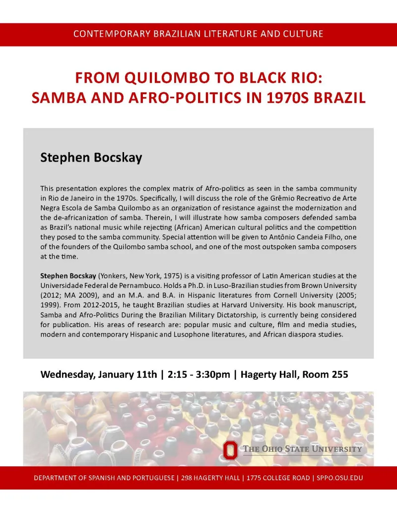 From Quilombo to Black Rio: Samba & Afro-Politics in 1970s Brazil