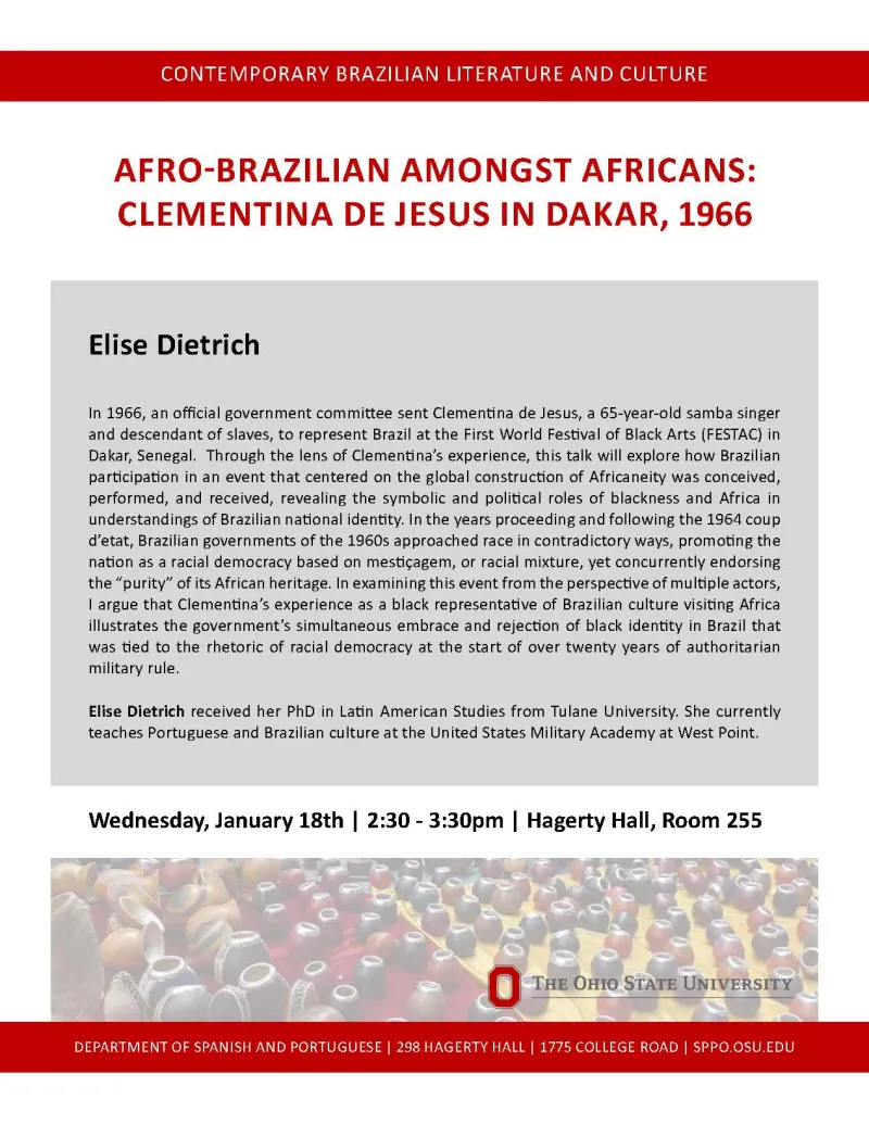 Afro-Brazilian Amongst Africans: Clementina de Jesus in Dakar, 1966