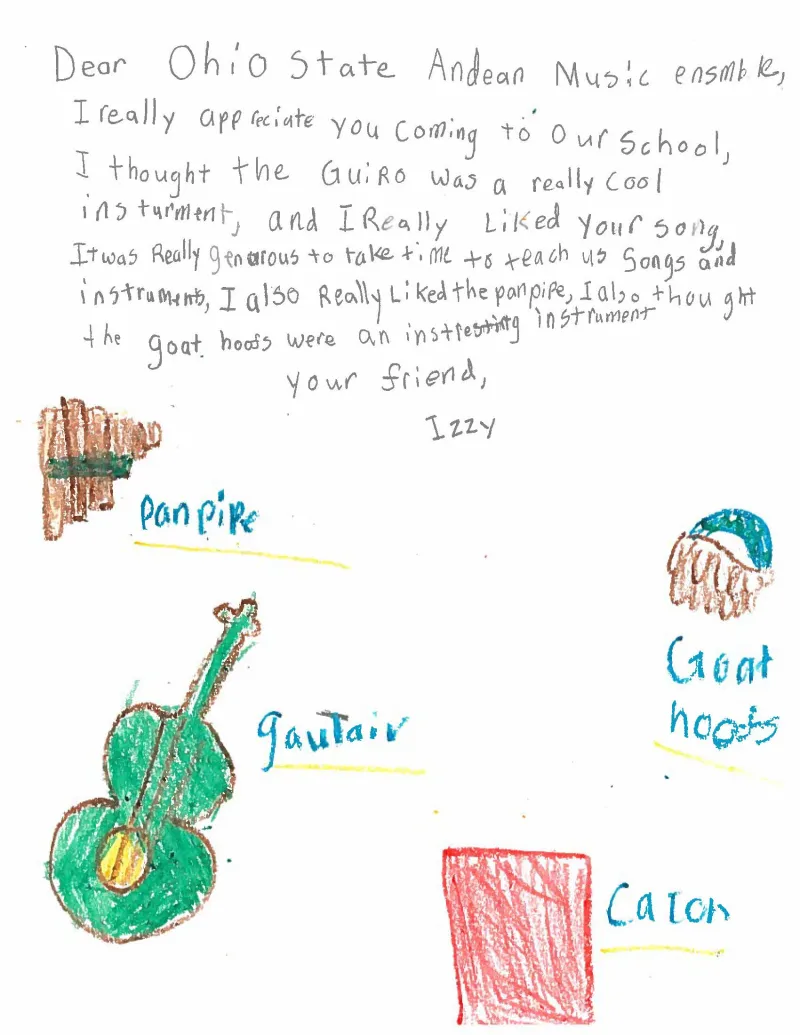 Letters to the OSU Andean Music Ensemble