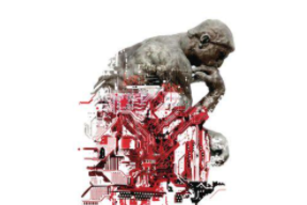 Statue with OSU crimson, white, and gray artwork