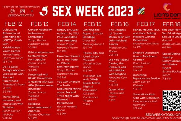 Sex Week 2023 Schedule