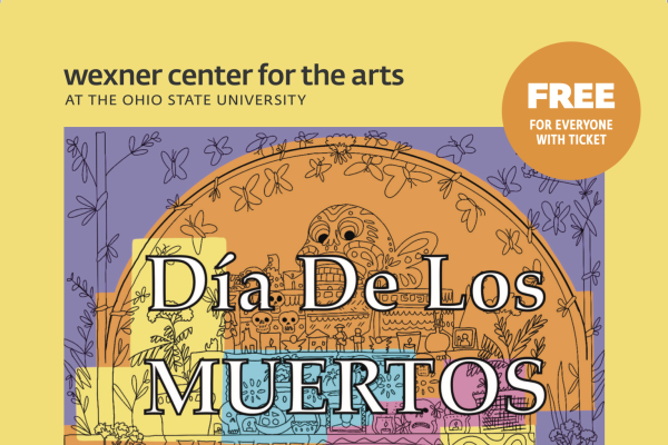 Wexner Center logo with Día de los muertos logo