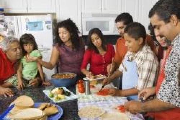 Latin Family Eating Dinner