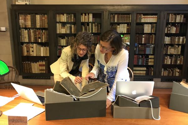 Prof. Lisa Voigt working at John Carter Brown Library