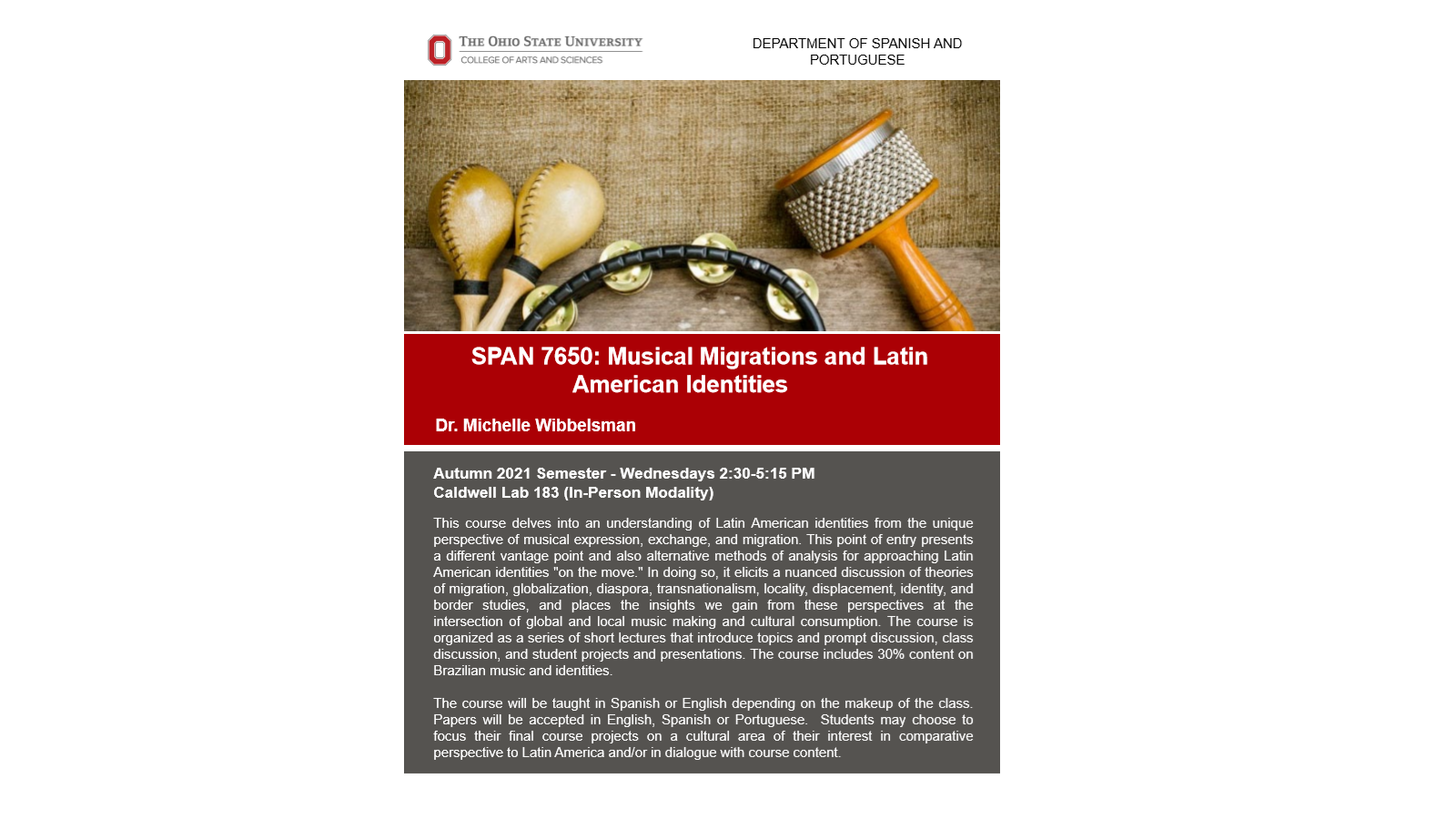 SPAN 7650: Musical Migrations and Latin American Identities
